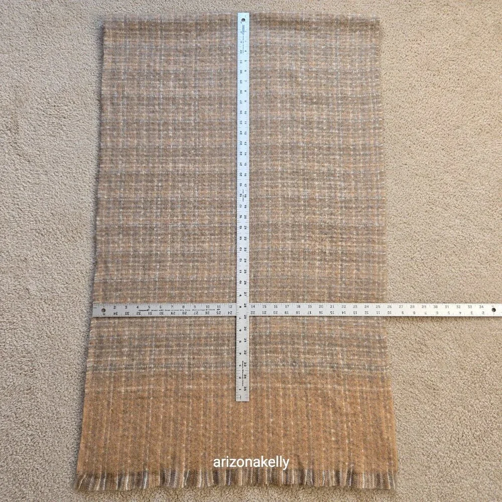 NWOT Wool Tweed Scarf Ralph Lauren Thick Tan